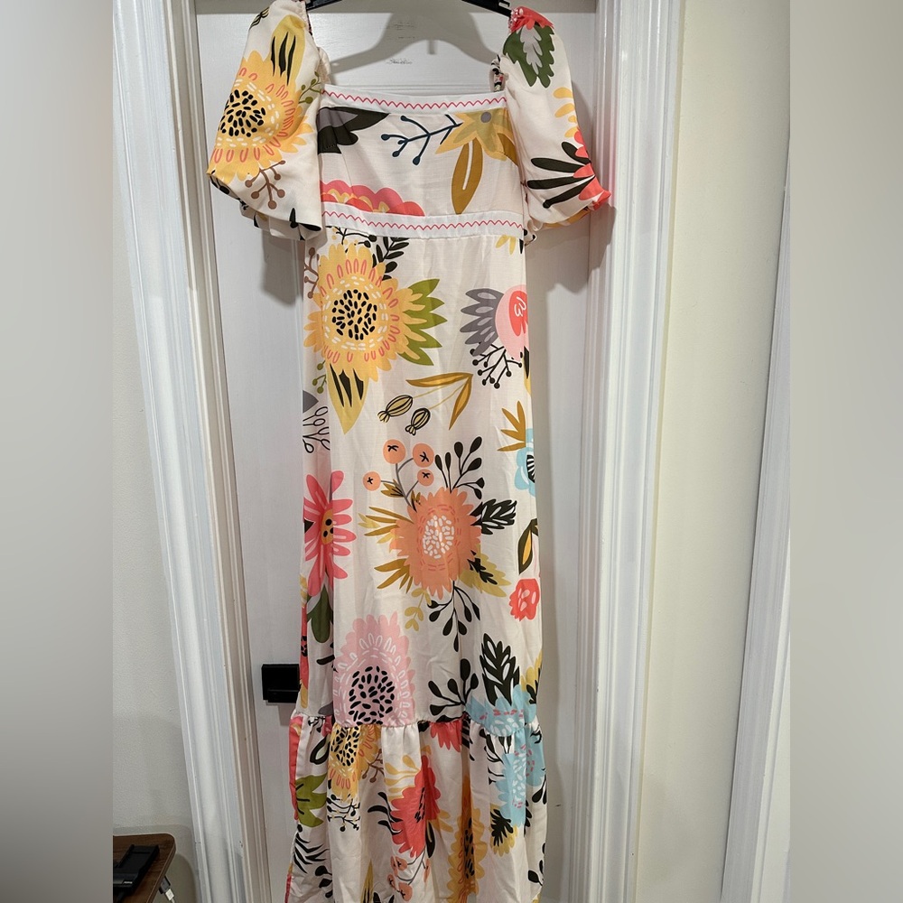 Maxi Dress Tropical vacation style, babydoll women’s size small